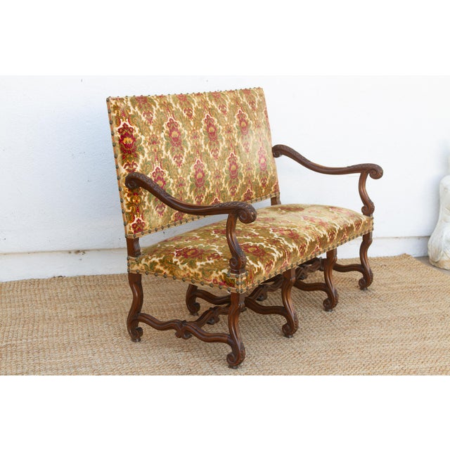 Olive Antique French Carved Walnut Mouton Settee For Sale - Image 8 of 14