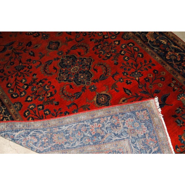 Textile 1920s, Handmade Antique Persian Sarouk Rug 4' X 6.4' For Sale - Image 7 of 7