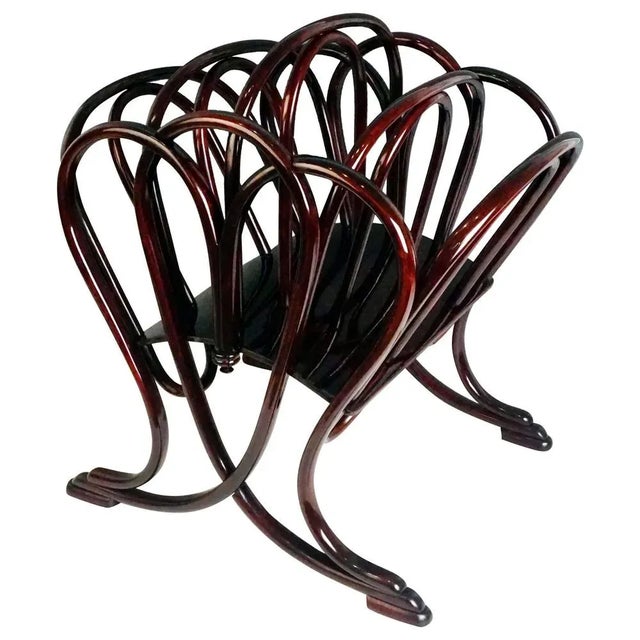 Wood Model 11801 Magazine Rack in Stained Beech and Mahogany from Gebrüder Thonet Vienna GmbH, 1904s For Sale - Image 7 of 7