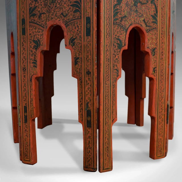 Red 1850s Moorish Octagonal Chinese Elm Occasional Table For Sale - Image 8 of 10