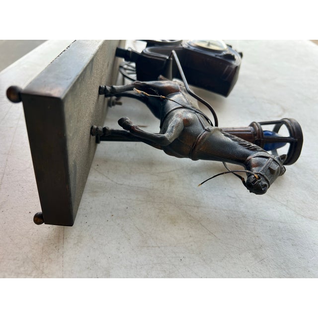 Vintage United Metal Goods Horse Carriage Clock & Lamp For Sale In West Palm - Image 6 of 10
