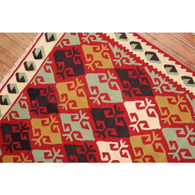 Mid 20th Century Geometric Turkish Kilim - 3'6" x 5'6" For Sale - Image 11 of 18