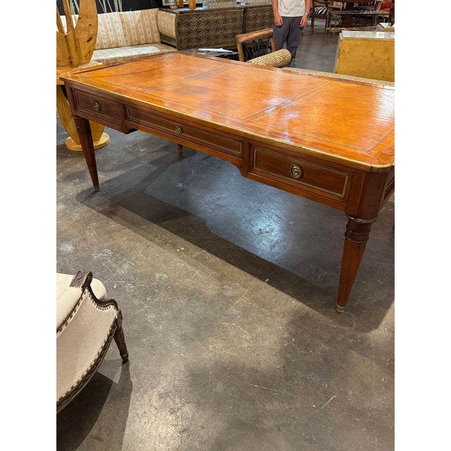 Large 19th C. French Louis XVI Walnut Bureau Plat For Sale - Image 10 of 11