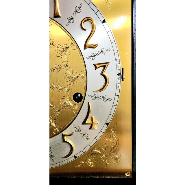 Elegant Elliott of London Modern Black Chinoiserie Long Case Clock For Sale - Image 11 of 12