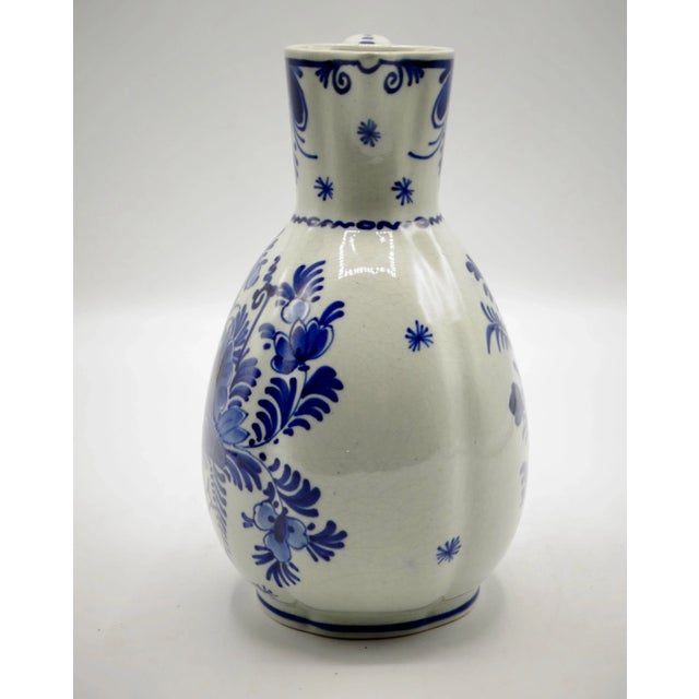 Mid-Century Modern Antique Faience Dutch Delft Jug Hand Painted For Sale - Image 3 of 9