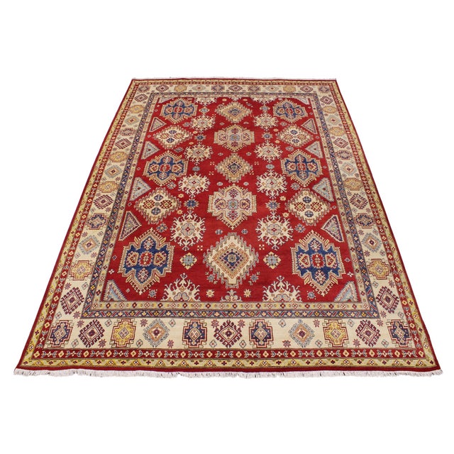 1990s Southwestern Kazak Red/Beige Wool Rug - 9'0''x12'1'' For Sale - Image 5 of 10