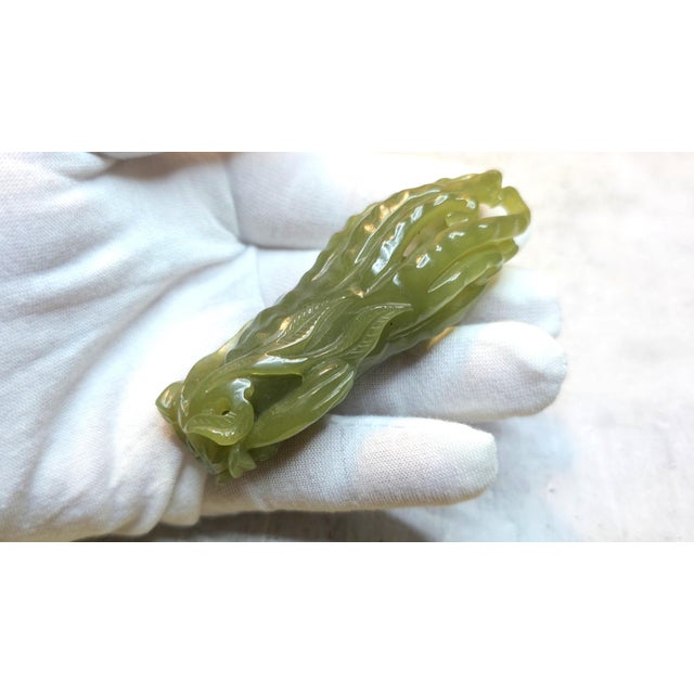 Gemstone Chinese Nephrite Jade “Buddha’s Hand” Citron Scholar’s Vessel, Late Qing Dynasty For Sale - Image 7 of 8