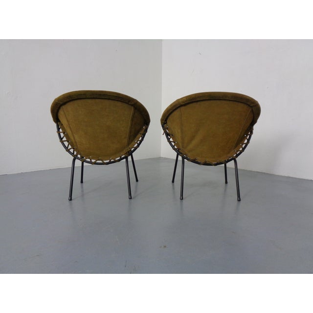 Olive Green Suede Balloon Chairs from Lusch, Germany, 1960s, Set of 2 For Sale - Image 6 of 16