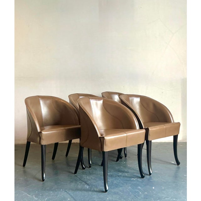 Vintage Italian Georgetti Leather Dining Chairs - Set of 5 For Sale - Image 11 of 12