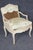 Wood Pair Louis XV Style French Cream Distressed Painted Cane Back Armchairs For Sale - Image 7 of 16