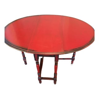 Vintage Antique Gateleg Drop-Leaf Table Red Lacquer For Sale