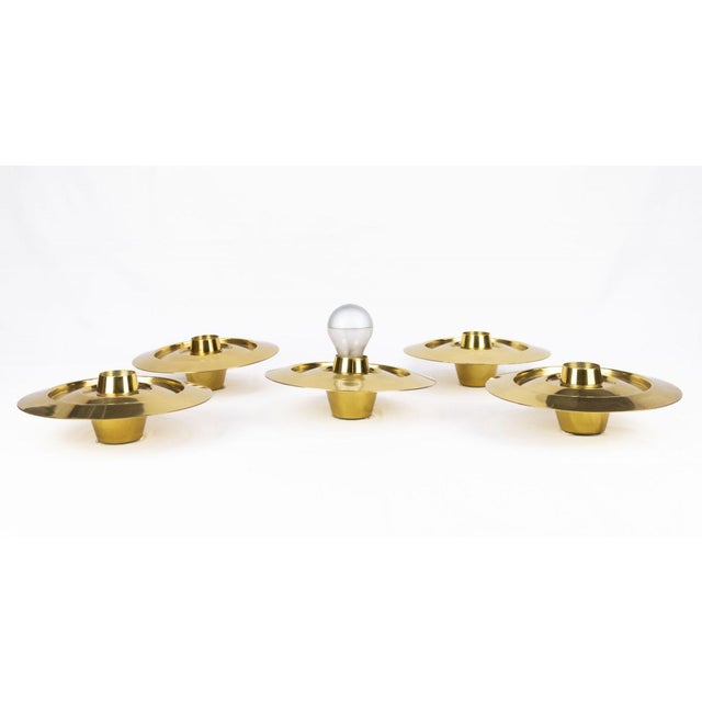 Gold Gold-Plated Ceiling Lamps, 1960s, Set of 5 For Sale - Image 8 of 8