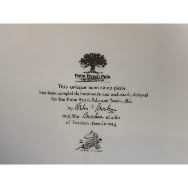 Palm Beach Polo Boehm Bone China Hand Painted Gilt Dinner Plate For Sale - Image 9 of 9