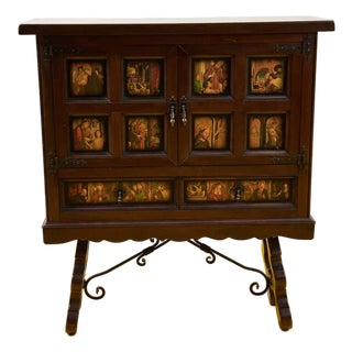 Wooden Sideboard with Sacred Images For Sale