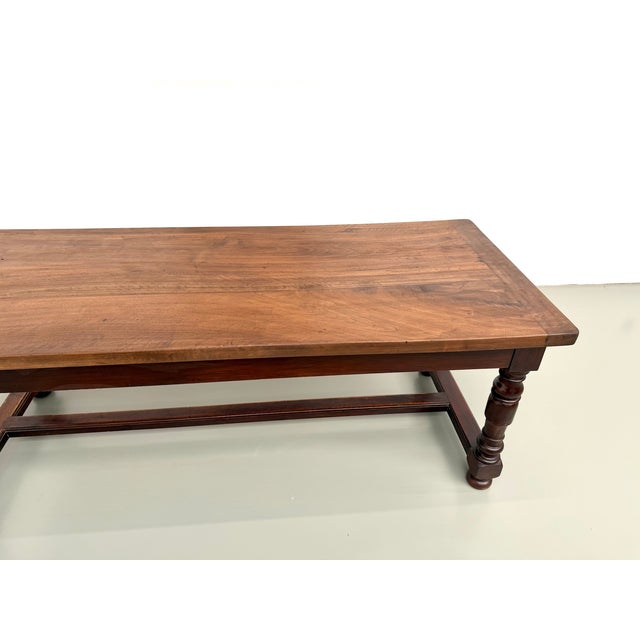 Vintage Farmhouse Table in Walnut with Turned Legs, 1950s For Sale - Image 4 of 18