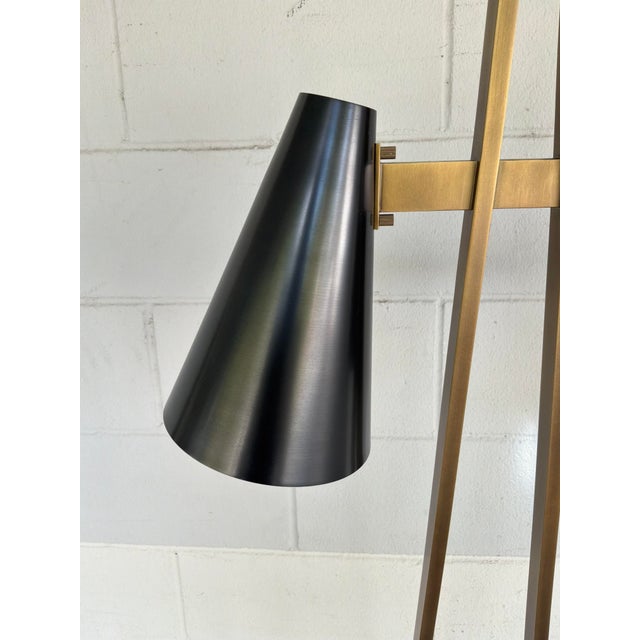 Metal Currey & Co Duet Floor Lamp For Sale - Image 7 of 8