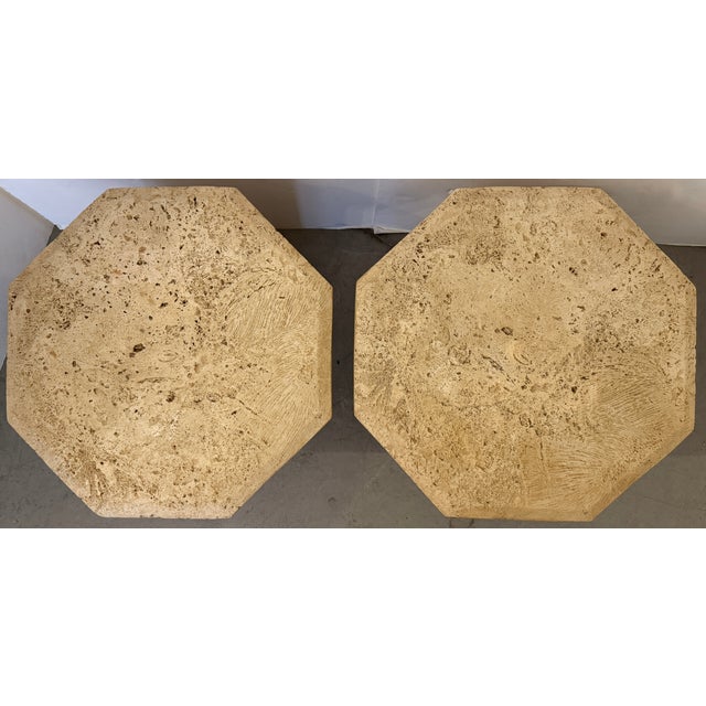 1980s Faux Coral Rock Pedestal Side Tables From 80's/a Pair For Sale - Image 5 of 8