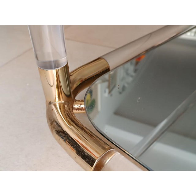 Side Table in Acrylic Glass & Brass For Sale - Image 4 of 10