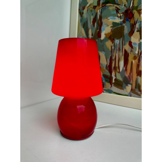 Mushroom Table Lamp in Red Murano Glass from La Luce Vetro Arte Muranese, Italy, 1970s For Sale - Image 11 of 15