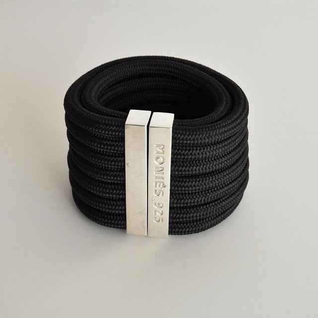 Modern Danish Bracelet in Sterling Silver and Cord from Monies For Sale - Image 12 of 12