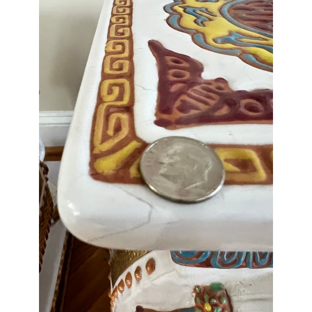 Burgundy Pair of Vintage Wen Hing Ceramics Taiwanese Elephant Garden Stools / Pedestals For Sale - Image 8 of 10