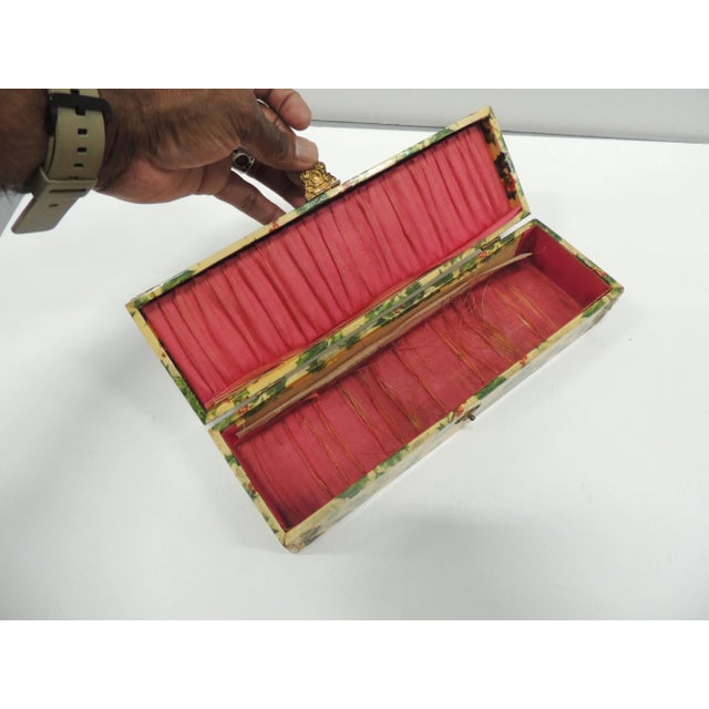 Vintage Green & Yellow Decoupage Decorative Box With Lid For Sale - Image 4 of 5