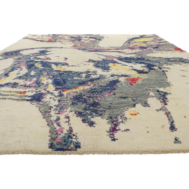 Abstract Vintage Modern Moroccan Ornithology Rug - 10'06 X 13'03 For Sale - Image 3 of 11