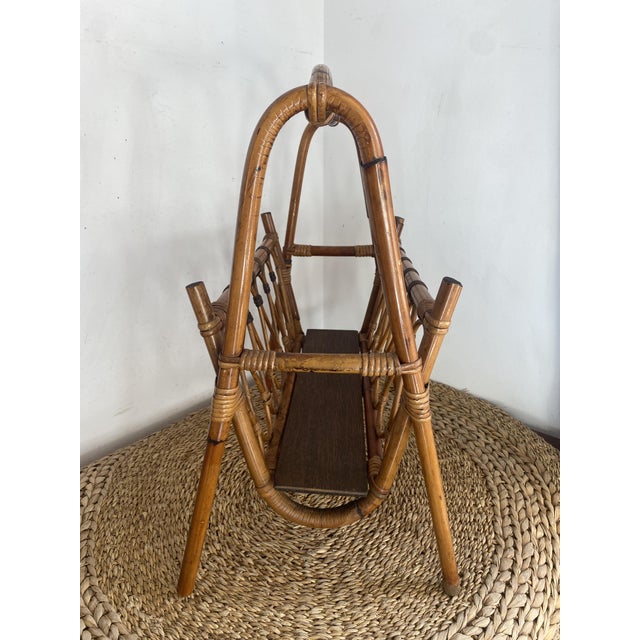 Bamboo and Rattan Magazine Rack, 1960s For Sale - Image 3 of 14
