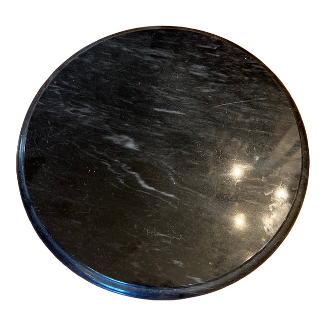 Vintage Black Marble Lazy Susan Serving Piece For Sale
