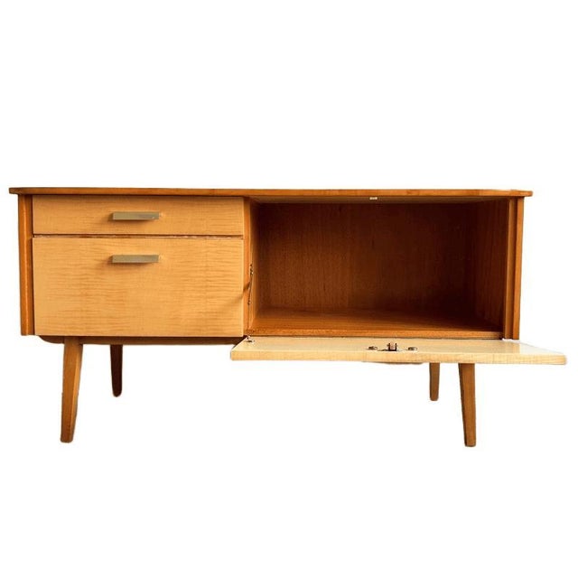 Metal Mid-Century Modern Lowboard with High Gloss Duo-Tone Wood, 1950s For Sale - Image 7 of 8