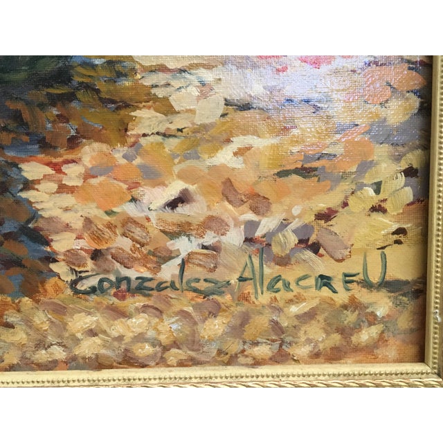 Textile 20th Scene of This Time, Sea, Spanish Oil on Canvas, Gonzalez Alacreu For Sale - Image 7 of 9