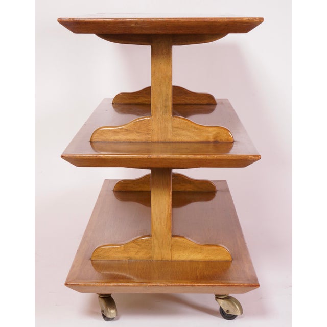 English Vintage Walnut Butler's Trolley Etagere or Dumbwaiter Trolley For Sale - Image 3 of 10