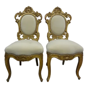 Pair of Italian Baroque Style Giltwood Chairs