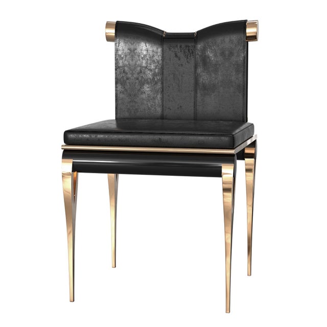 Art Deco "Moglie" Chair With Bronze and Exclusive Accessory, Hand-Crafted For Sale - Image 3 of 12