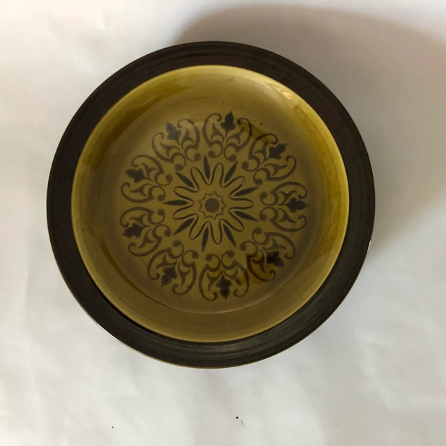 Midcentury set of 6 dinner plates 10.25"D , makers mark reads " Andre Ponche Decostone " They are in very good condition,...