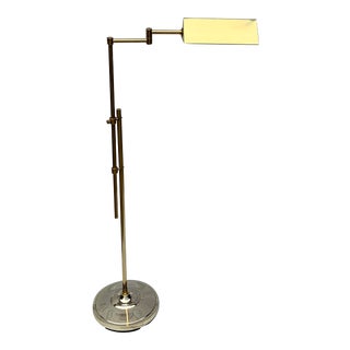 Vintage Elsy Brass Adjustable Pharmacy Floor Lamp For Sale