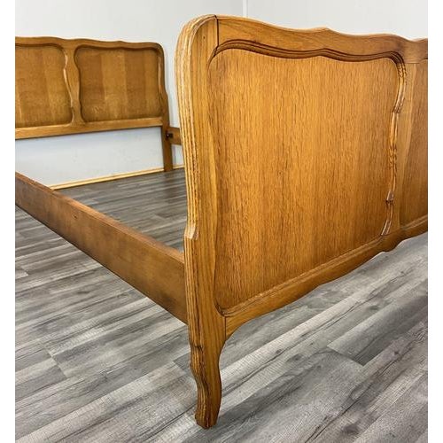 Vintage French Louis XVI Bed Frame with Carved Headboard For Sale - Image 3 of 13