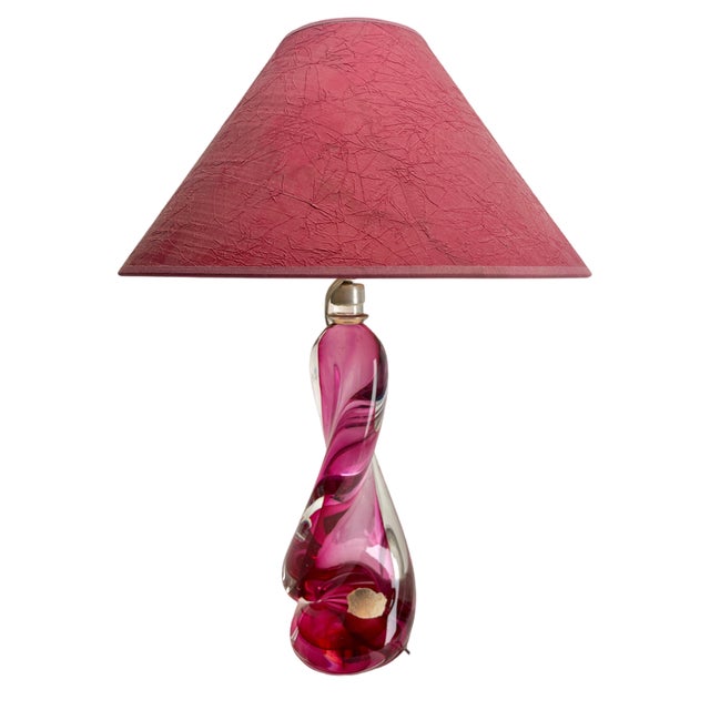 Sommerso Technique Twisted Light Crystal Table Lamp from Val Saint Lambert, 1953 For Sale