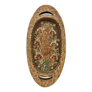 Hand Painted Wooden Trinket Plate For Sale