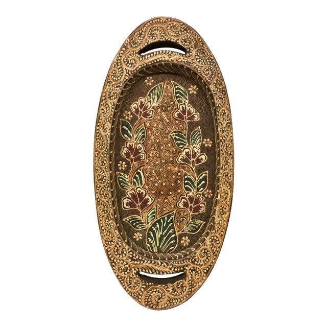 Hand Painted Wooden Trinket Plate For Sale