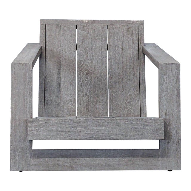 Restoration Hardware Weathered Teak Modern Outdoor Chair For Sale