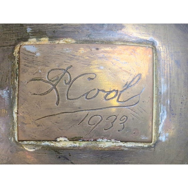 Art Deco Round Copper Side Table by P. Cool, 1933 For Sale - Image 9 of 13