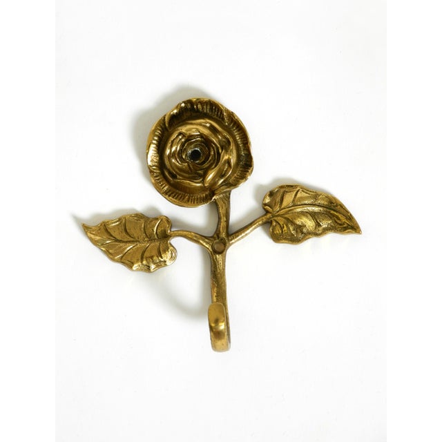Metal Mid-Century Brass Rose Wall Coat Hooks, 1950s, Set of 5 For Sale - Image 7 of 10