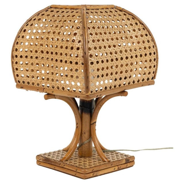 Mid-Century Modern Rattan and Wicker Table Lamp, 1960s For Sale - Image 11 of 11