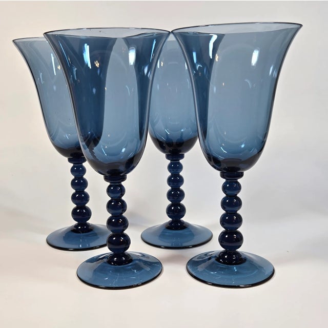 Vintage Candlewick Blue Goblet- Set of Four For Sale - Image 6 of 10