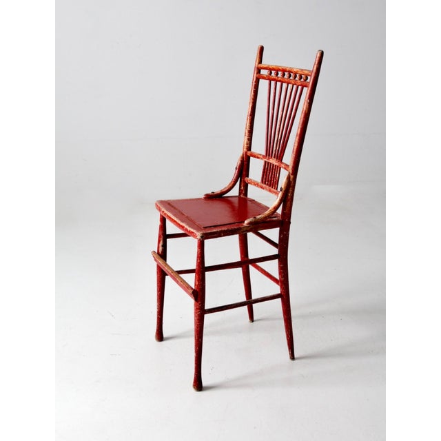 Farmhouse Antique Tall Spindle Back Chair For Sale - Image 3 of 12