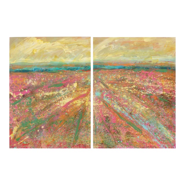1989 “West” Abstract Acrylic Landscape Diptych by Harry Hilson For Sale