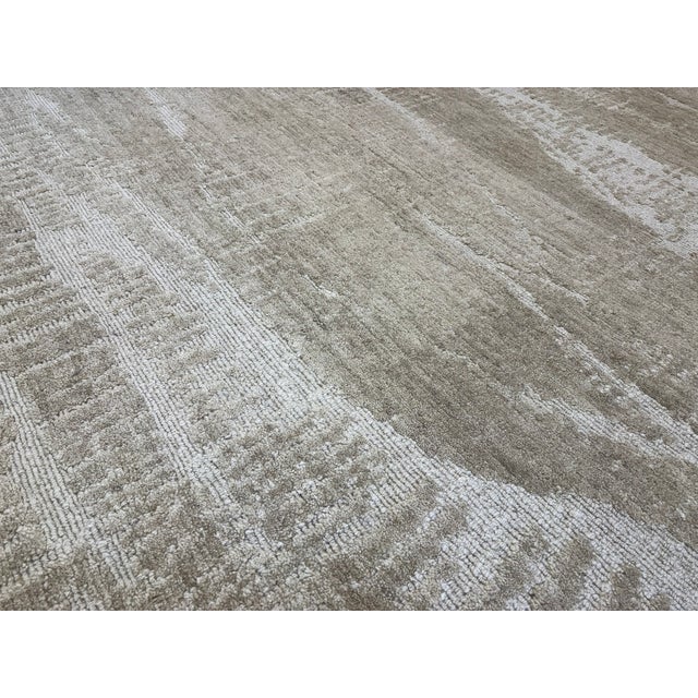 Rh Restoration Hardware Strati Hand-Knotted Wool Rug — 10' × 14' Sand | Himalayan Highland Wool | High-Low Textural Design For Sale - Image 9 of 18