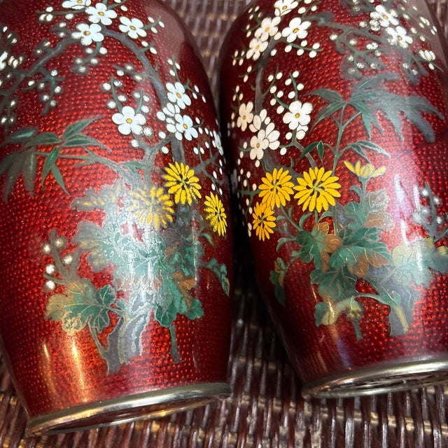 1930s Japanese Ginbari Cloisonné Vases-a Pair For Sale In Reno/Lake Tahoe - Image 6 of 6