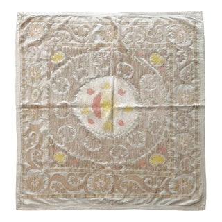 Suzani Wall Decor - Hand-Embroidered Embroidery 3'9'' X 4' For Sale